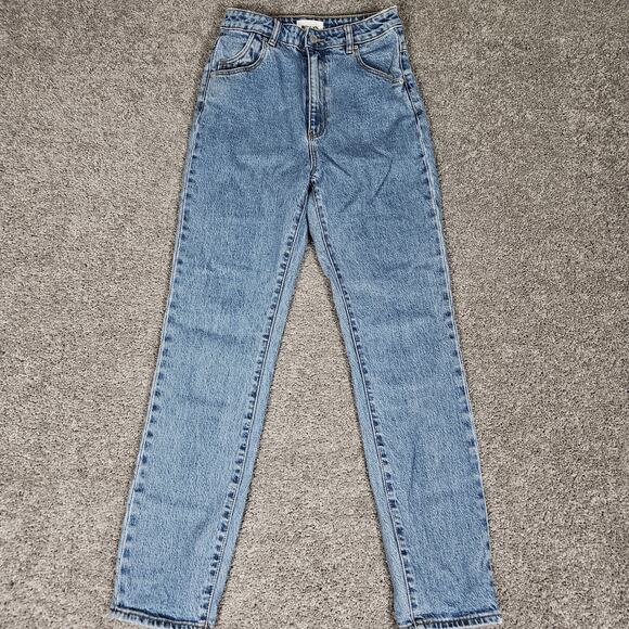 Rollas Dusters Jeans Womens Size 27 24X28.5 Blue High Rise Slim Cigarette Leg - Picture 1 of 15